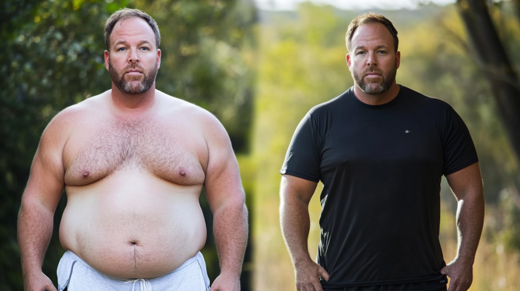 Alex Jones Weight Loss Overweight to fitness success transformation journey.
