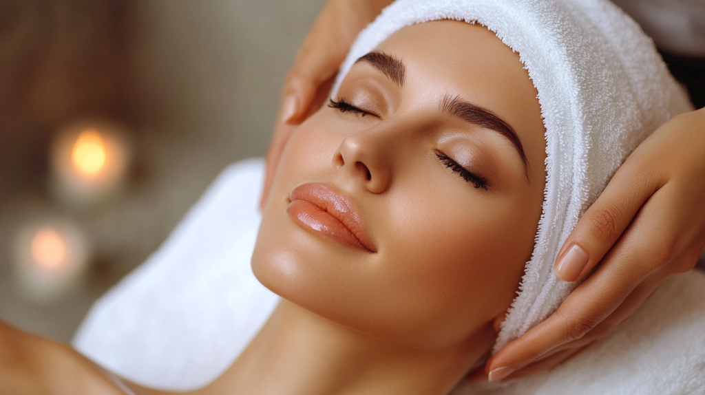 Woman enjoys relaxing med spa treatment benefits