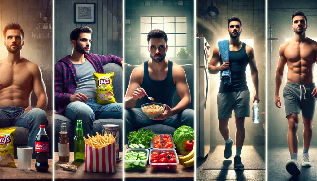 Man's transformation journey through fitness and nutrition