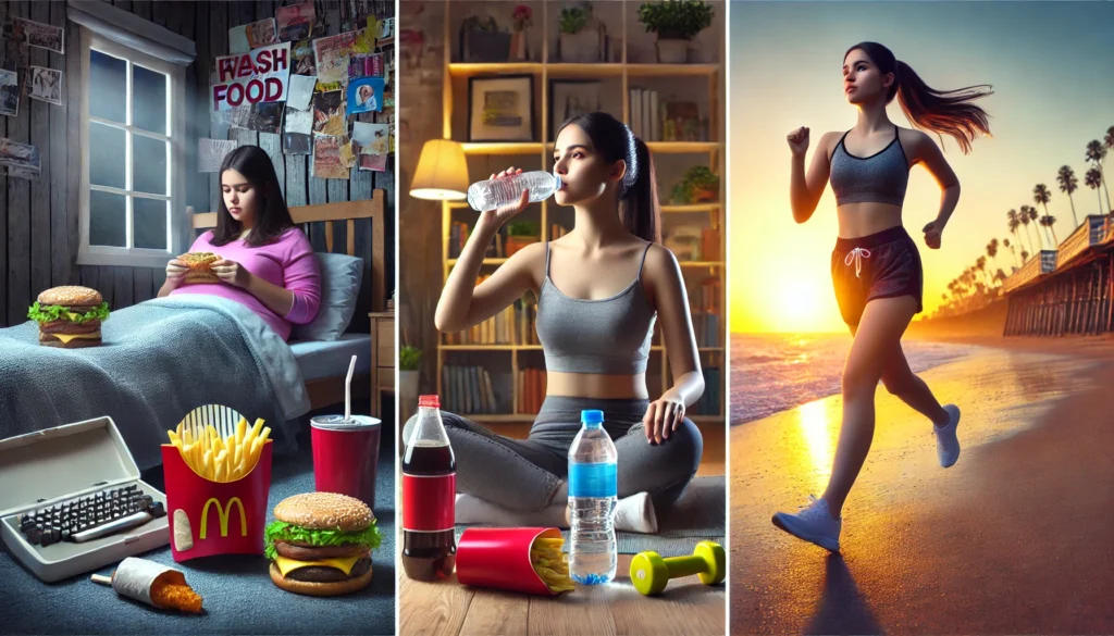 Healthy lifestyle choices and exercise routine transformation
